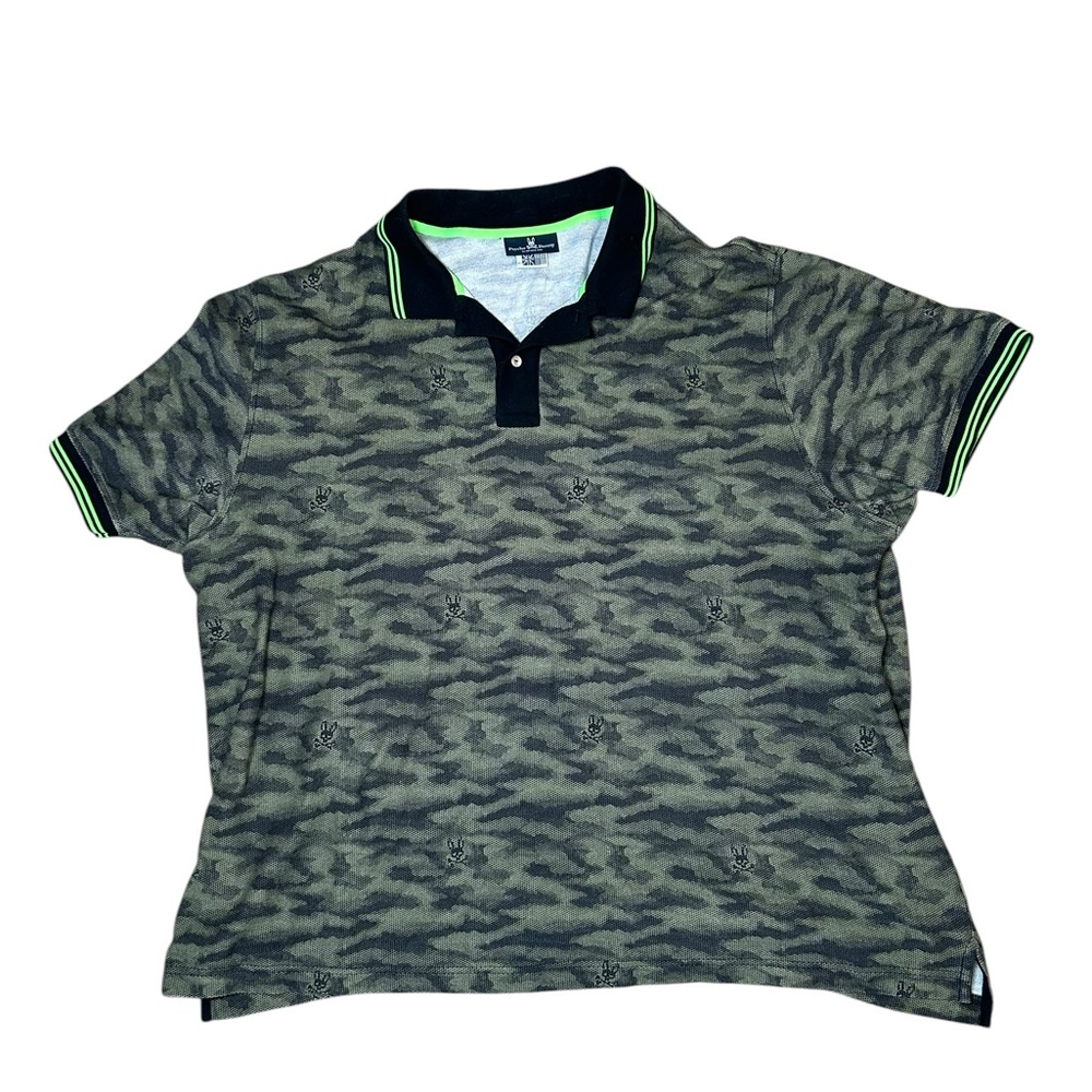 PSYCHO BUNNY Rockaway Camo Print Men's Polo Shirt Camouflage Green Sz XLT